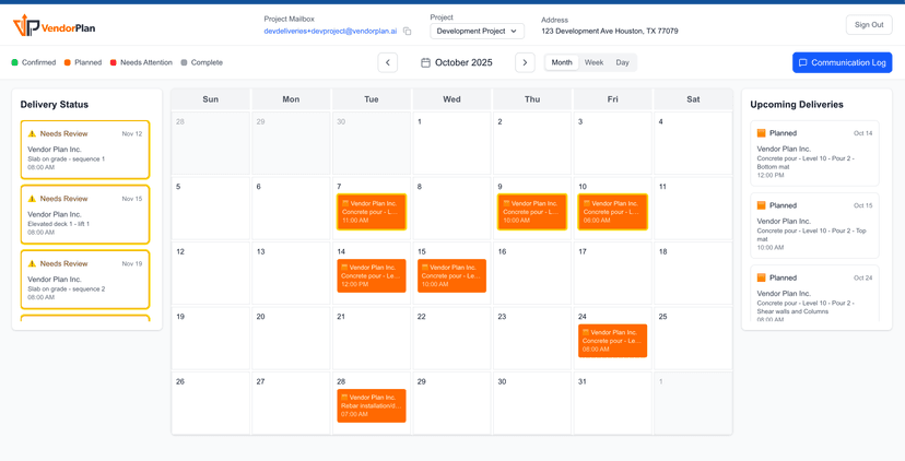 VendorPlan Application Interface